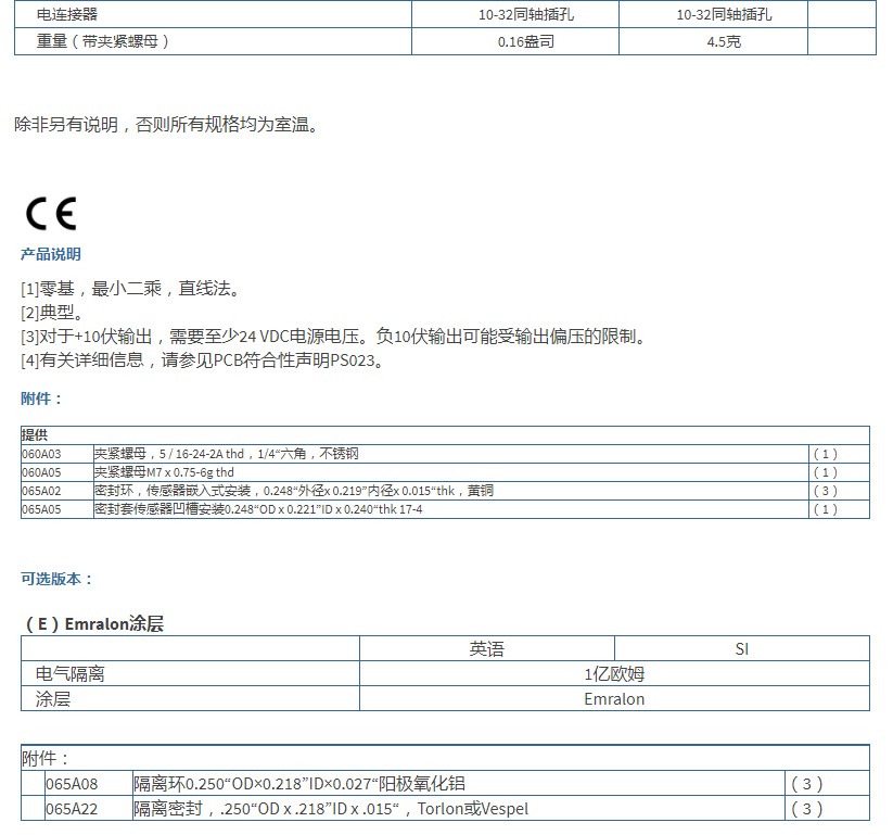 PCB高頻ICP?壓力傳感器113B27技術(shù)參數(shù)