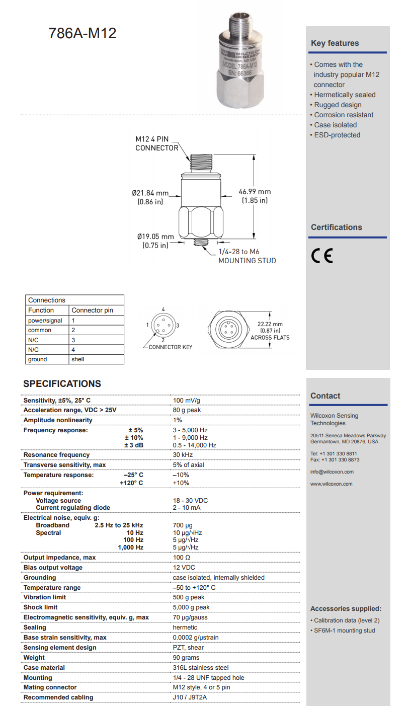 威爾康森通用振動(dòng)傳感器技術(shù)參數(shù)