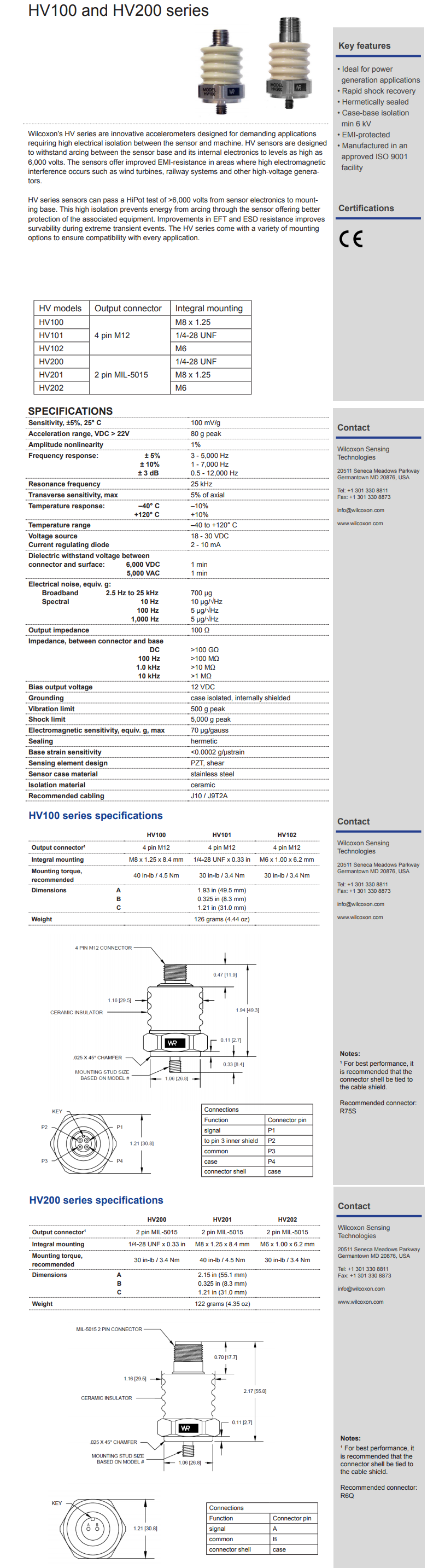 威爾康森隔離傳感器HV201型技術參數