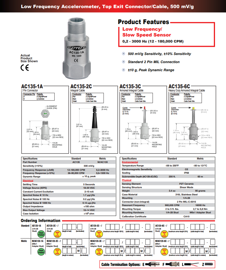 CTC低頻加速度振動(dòng)計(jì)AC135技術(shù)參數(shù)